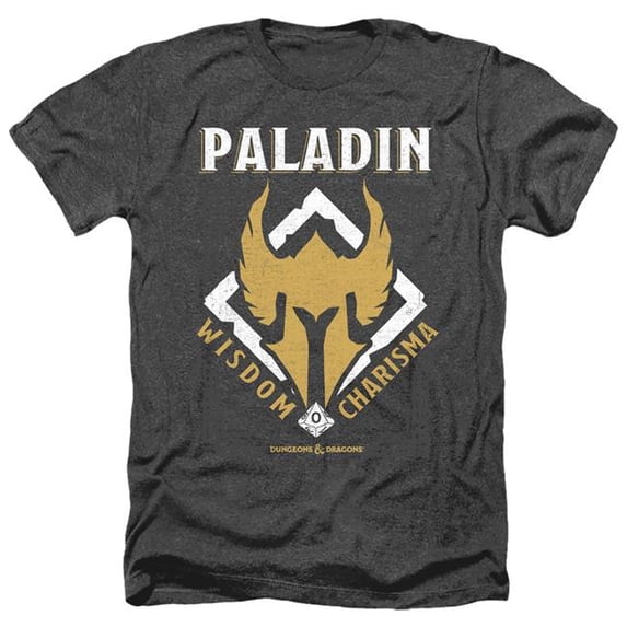 Trevco Sportswear HBRO662-HA-3 Dungeons & Dragons Paladin Adult Regular Fit Heather Short Sleeve T-Shirt, Charcoal - Large