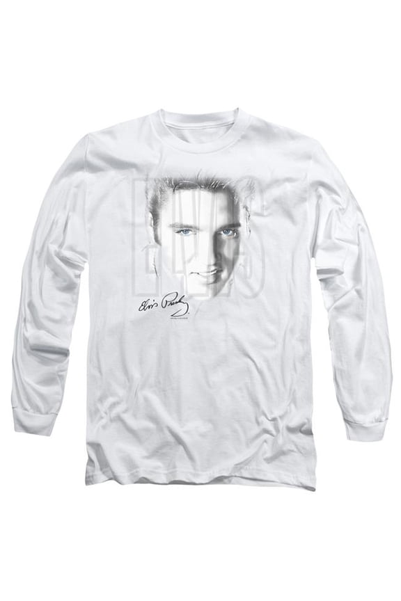 Sportswear ELV238-AL-1 Elvis Presley Blue Eyes Adult Long Sleeve T-Shirt, White - Small