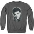 thumbnail image 1 of Trevco Sportswear ELV771-AS-4 Elvis Presley Grey Portrait Adult Crewneck Sweatshirt, Charcoal - Extra Large, 1 of 1