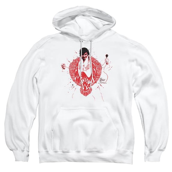 Trevco Sportswear ELV565-AFTH-6 Elvis Presley Red Pheonix Adult Pullover Hoodie, White - 3X