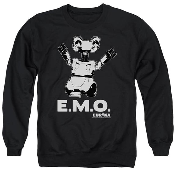 Trevco Sportswear NBC276-AS-3 Eureka Emo Adult Crewneck Sweatshirt, Black - Large