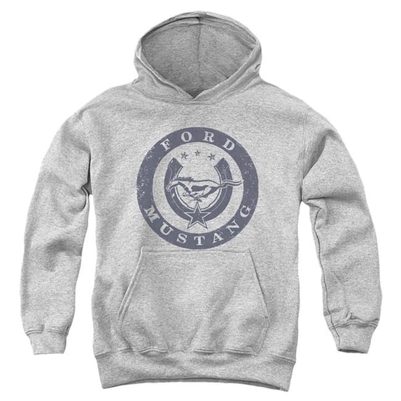 Trevco Sportswear FORD183-YFTH-1 Ford Mustang Lucky Ford Mustang Youth Hooded Sweatshirt, Athletic Heather - Small
