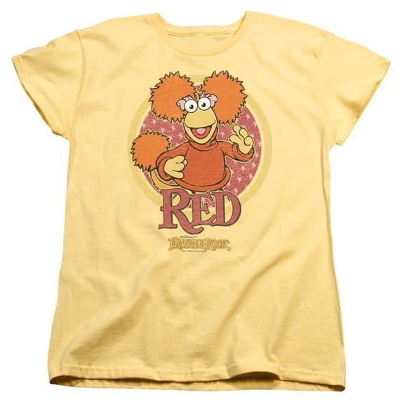 Trevco Sportswear FR111-WT-1 Fraggle Rock Red Circle Womens Short Sleeve T-Shirt, Banana - Small