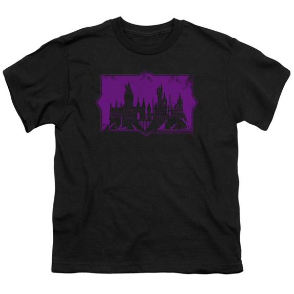 Trevco Sportswear WB280-YT-4 Fantastic Beasts 2 Hogwarts Silhouette Youth Short Sleeve T-Shirt, Black - Extra Large