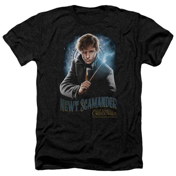 Trevco Sportswear WB289-HA-4 Fantastic Beasts 2 Scamander Monogram Adult Regular Fit Heather Short Sleeve T-Shirt, Charcoal - Extra Large