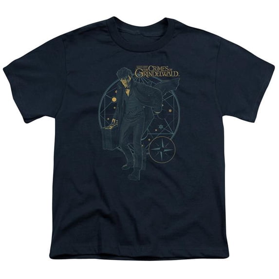 Trevco Sportswear WB285-YT-2 Fantastic Beasts 2 Suitcase Youth Short Sleeve T-Shirt, Navy - Medium