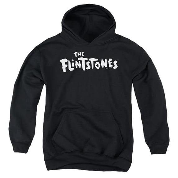 Trevco Sportswear HNB444-YFTH-1 Flintstones Logo 1 Youth Hooded Sweatshirt, Black - Small