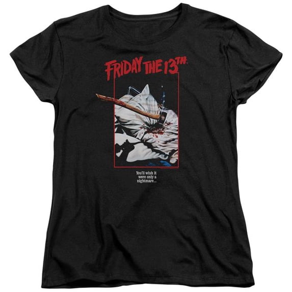 Trevco Sportswear WBM700-WT-2 Friday The 13th Axe Poster Womens Short Sleeve T-Shirt, Black - Medium