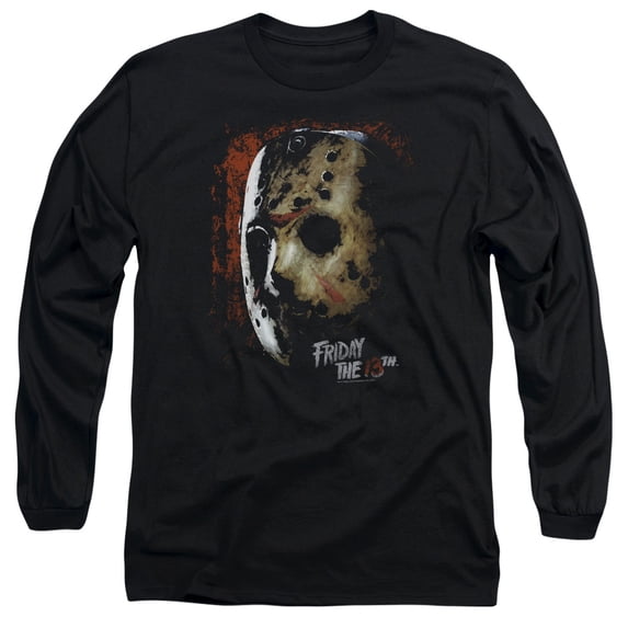 Trevco Sportswear WBM605-AL-3 Friday The 13th Mask of Death Adult Long Sleeve T-Shirt, Black - Large