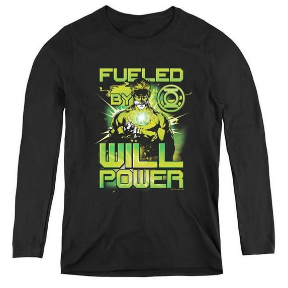 Trevco Sportswear GL302-WL-1 Green Lantern & Fueled Womens Long Sleeve T-Shirt Black - Small