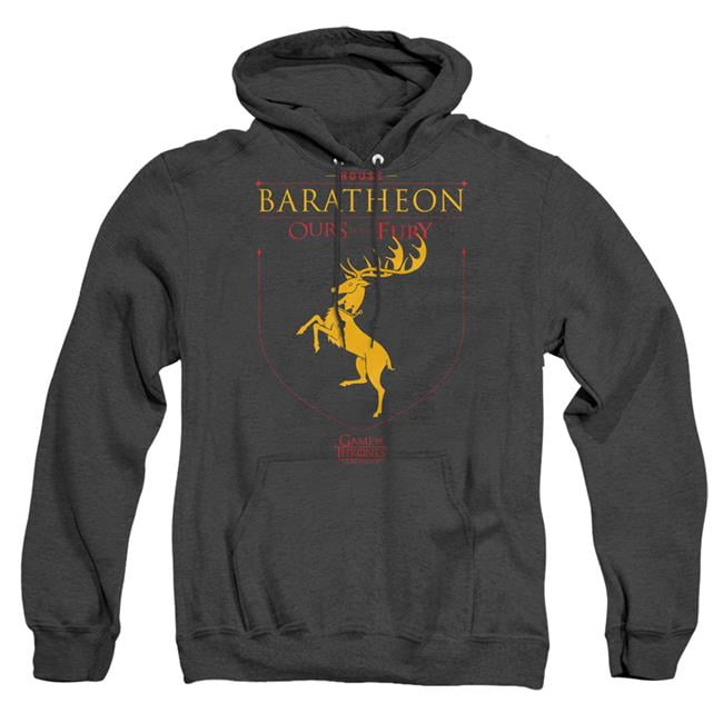 Trevco Sportswear GOT171-AHH-2 Game of Thrones House Baratheon Sigil Adult Heather Hoodie, Black - Medium