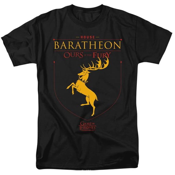 Trevco Sportswear GOT171-AT-1 Game of Thrones House Baratheon Sigil Adult Regular Fit Short Sleeve T-Shirt, Black - Small