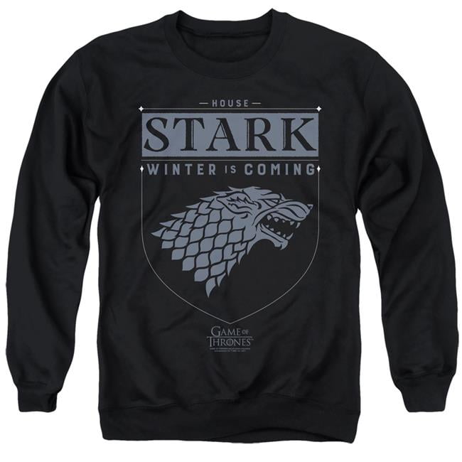 Trevco Sportswear GOT163-AS-6 Game of Thrones House Stark Sigil Adult Crewneck Sweatshirt, Black - 3X