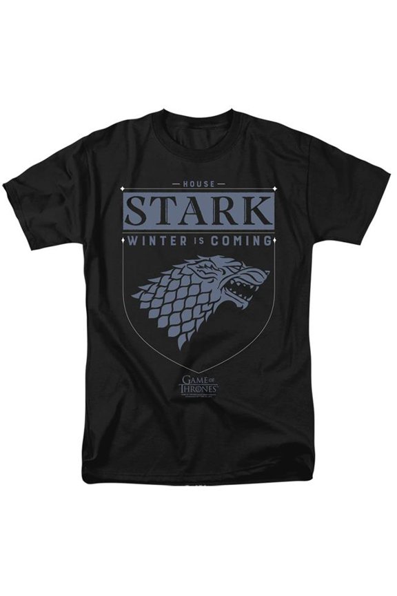 Sportswear GOT163-AT-3 Game of Thrones House Stark Sigil Adult Regular Fit Short Sleeve T-Shirt, Black - Large