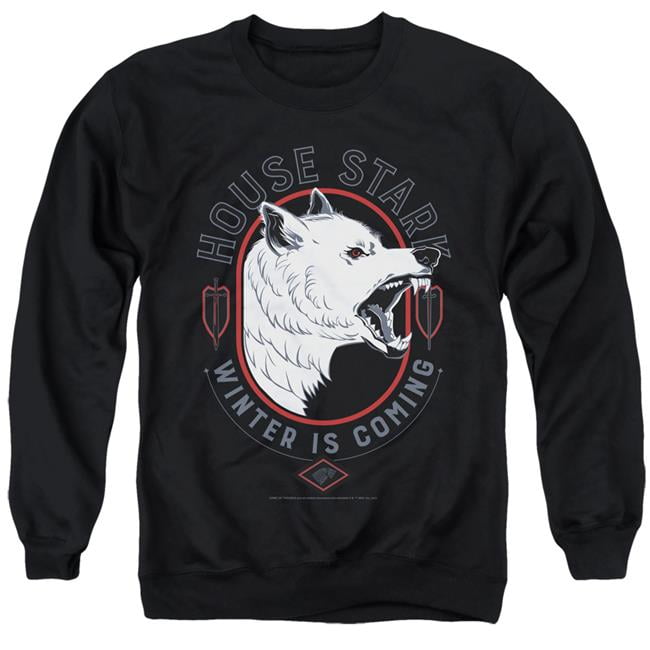 Trevco Sportswear GOT129-AS-4 Game of Thrones House Stark Winter is Coming Adult Crewneck Sweatshirt, Black - Extra Large