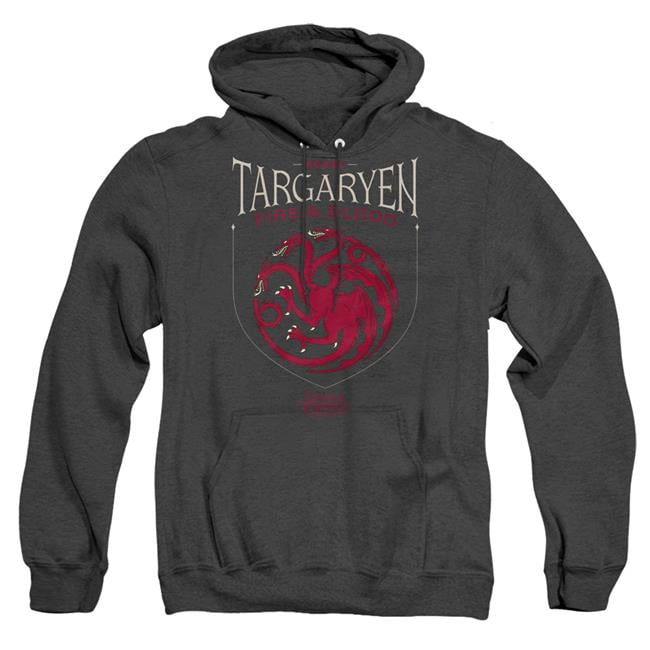 Trevco Sportswear GOT164-AHH-5 Game of Thrones House Targaryen Sigil Adult Heather Hoodie, Black - 2X