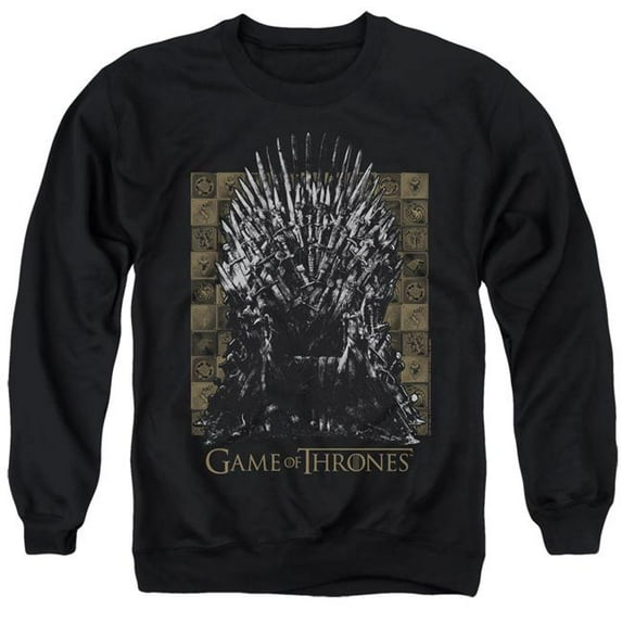 Trevco Sportswear GOT100-AS-3 Game of Thrones Iron Throne Adult Crewneck Sweatshirt, Black - Large