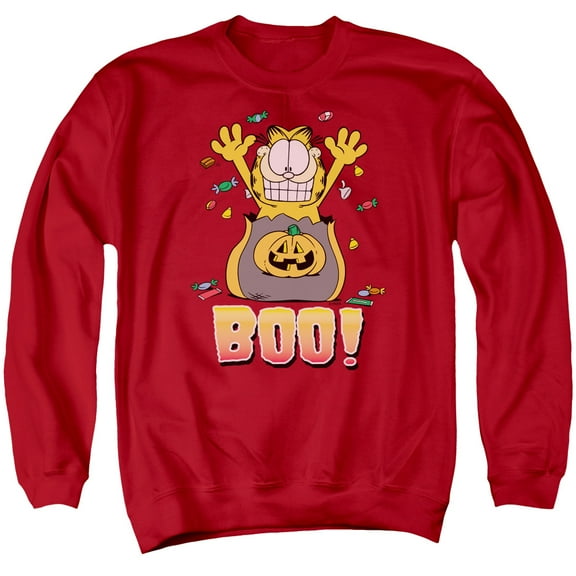 Trevco Sportswear GAR317-AS-6 Garfield Boo Adult Crewneck Sweatshirt, Red - 3X