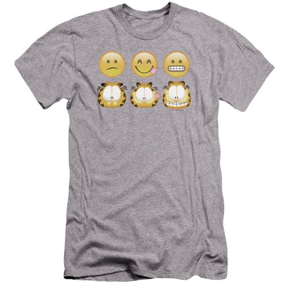 Trevco Sportswear GAR554-PSF-1 Garfield Emojis Premium Canvas Adult Slim Fit 30-1 Short Sleeve T-Shirt, Athletic Heather - Small