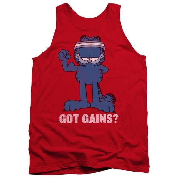 Trevco Sportswear GAR570-TK-2 Garfield Got Gains Adult Tank Top, Red - Medium