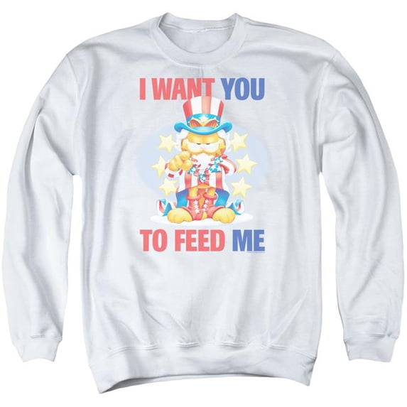 Trevco Sportswear GAR401-AS-1 Garfield I Want You Adult Crewneck Sweatshirt, White - Small