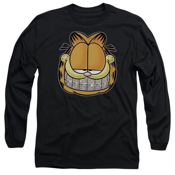 Trevco Sportswear GAR240B-AL-3 Garfield Nice Grill Adult Long Sleeve T-Shirt, Black - Large