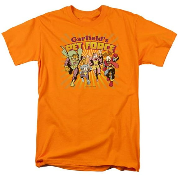 Trevco Sportswear GAR438-AT-6 Garfield Pet Force Burst Adult Regular Fit Short Sleeve T-Shirt, Orange - 3X