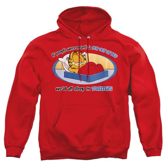 Trevco Sportswear GAR334-AFTH-5 Garfield Pop Out of Bed Adult Pullover Hoodie, Red - 2X