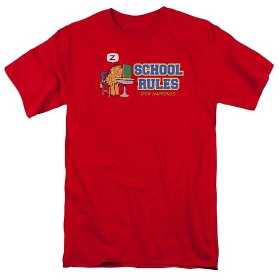 Trevco Sportswear GAR242-AT-7 Garfield School Rules Adult Regular Fit Short Sleeve T-Shirt, Red - 4X