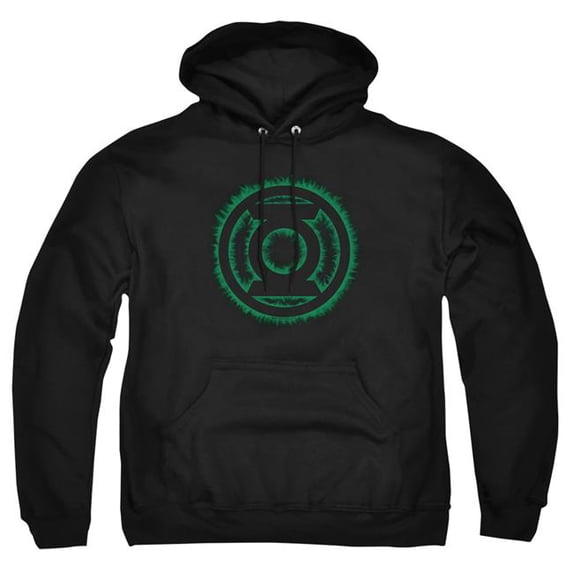 Trevco Sportswear GL111-AFTH-8 Green Lantern Flame Logo Adult Pullover Hoodie, Black - 5X