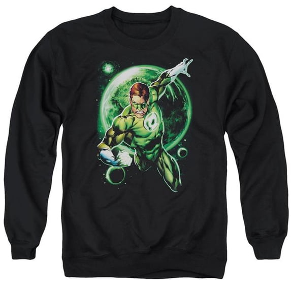 Trevco Sportswear GL363-AS-2 Green Lantern Galaxy Glow Adult Crewneck Sweatshirt, Black - Medium