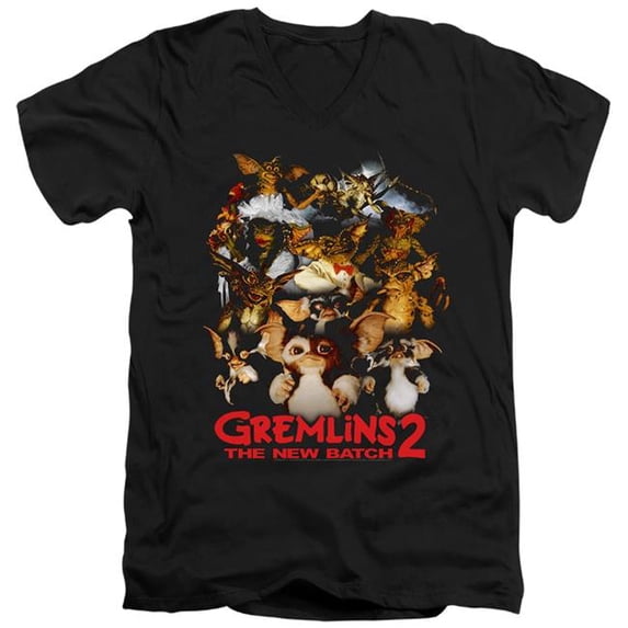 Trevco Sportswear WBM935-AV-1 Gremlins 2 Goon Crew Adult Slim Fit V-Neck Cotton T-Shirt, Black - Small