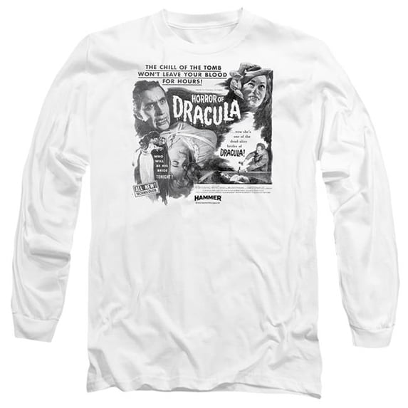 Trevco Sportswear HHOH10004-AL-6 Hammer House of Horror Bride Adult Long Sleeve T-Shirt, White - 3X
