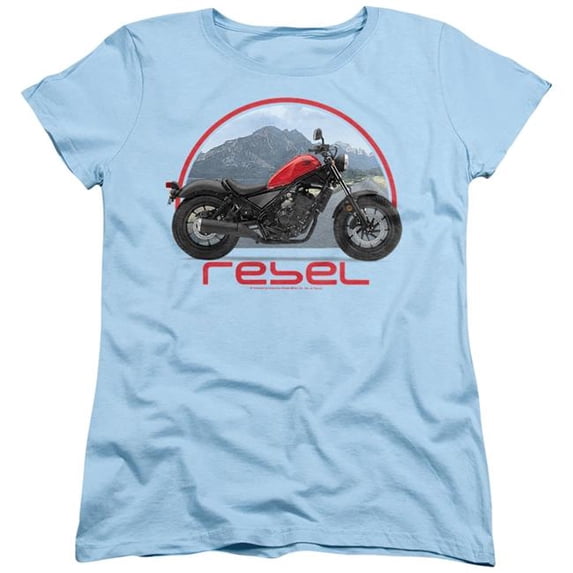 Trevco Sportswear HNDA146-WT-2 Honda Open Road Rebel Womens Short Sleeve T-Shirt, Light Blue - Medium