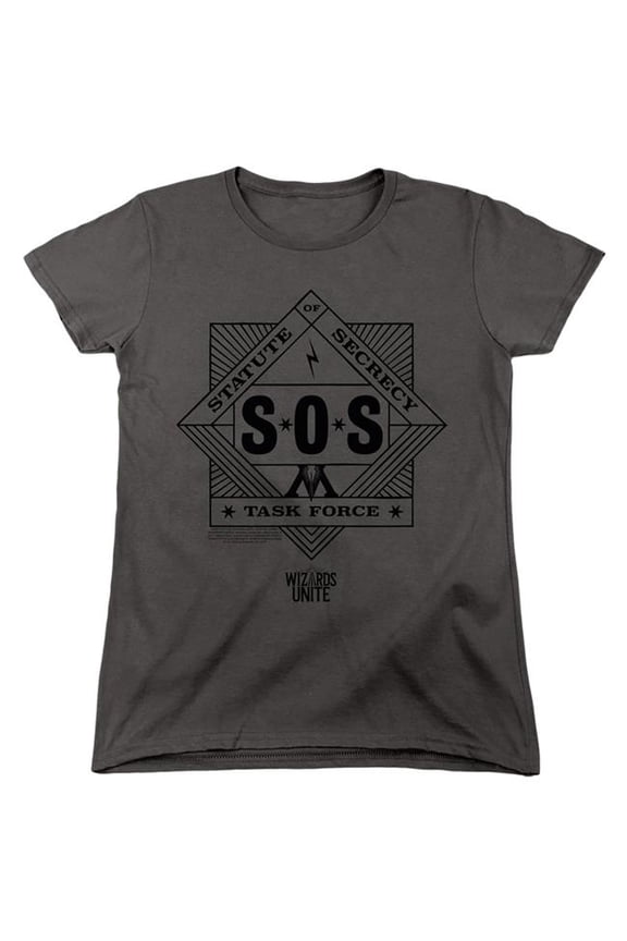 Sportswear HP9046-WT-4 Harry Potter Wizards Unite Sos Task Force Womens Short Sleeve T-Shirt, Charcoal - Extra Large