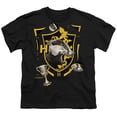 thumbnail image 1 of Trevco Sportswear HP8490-YT-3 Harry Potter Hufflepuff Magicial Mischief Level Up Crest Youth Short Sleeve T-Shirt, Black - Large, 1 of 1