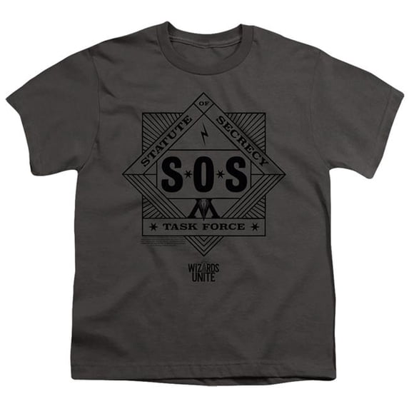 Trevco Sportswear HP9046-YT-4 Harry Potter Wizards Unite Sos Task Force Youth Short Sleeve T-Shirt, Charcoal - Extra Large