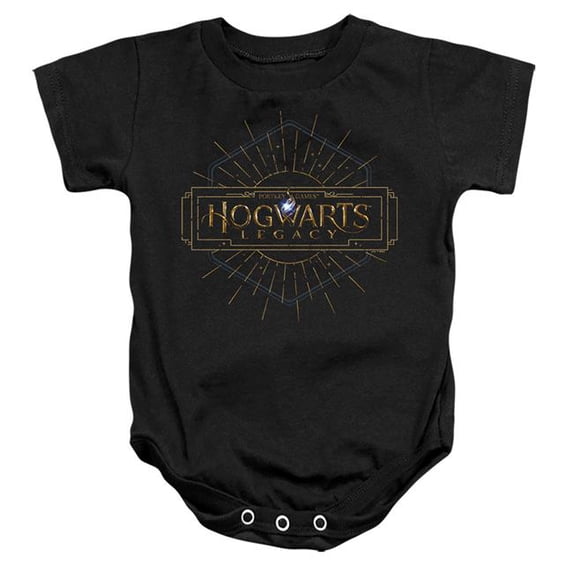 Trevco Sportswear HP10009-SS-1 Hogwarts Legacy Full Color Logo Infant Snapsuit, Black - Small - 6 Month