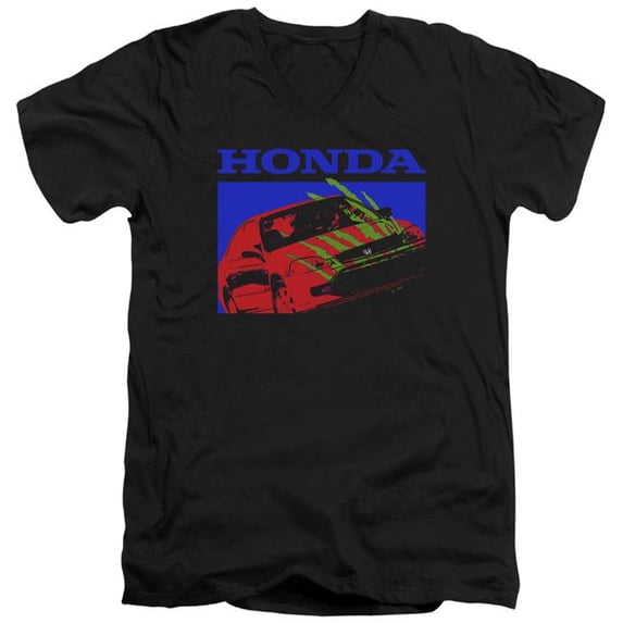 Trevco Sportswear HNDA121-AV-5 Honda Civic Bold Adult Slim Fit V-Neck Cotton T-Shirt, Black - 2X