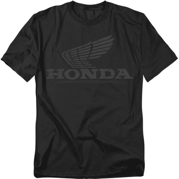 Trevco Sportswear HNDA115-AT-2 Honda Vintage Wing Adult Regular Fit Short Sleeve T-Shirt, Black - Medium