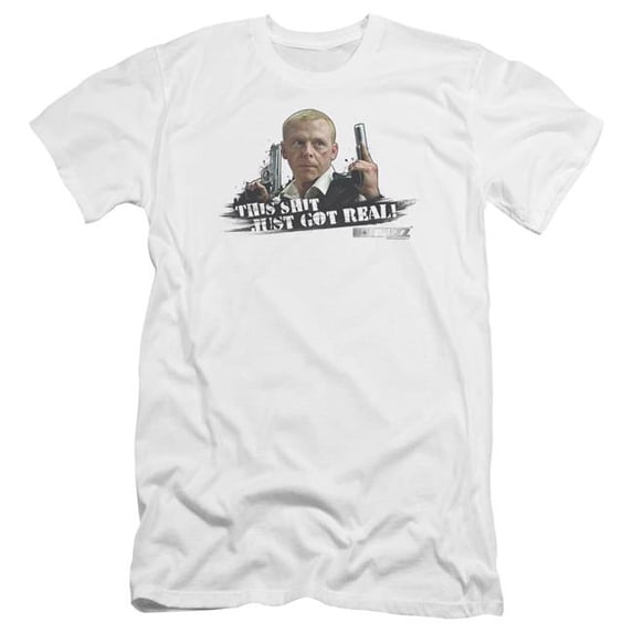 Trevco Sportswear UNI169-PSF-4 Hot Fuzz Just Got Real Premium Canvas Adult Slim Fit 30-1 Short Sleeve T-Shirt, White - Extra Large