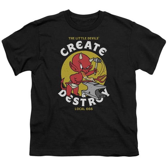 Trevco Sportswear DRM344-KT-3 Hot Stuff Local Devils Youth Short Sleeve T-Shirt, Black - Small