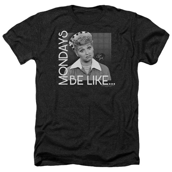 Trevco Sportswear I Love Lucy Mondays Be Like Adult Regular Fit Heather Short Sleeve T-Shirt, Charcoal - 2X