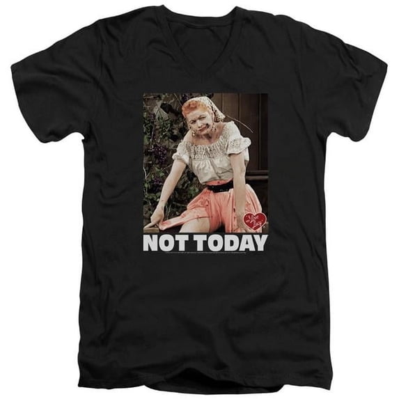 Trevco Sportswear I Love Lucy Not Today Adult Slim Fit V-Neck Cotton T-Shirt, Black - Large