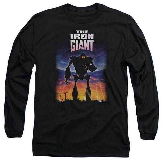 Trevco Sportswear WBM209-AL-1 Iron Giant Poster Adult Long Sleeve T-Shirt, Black - Small
