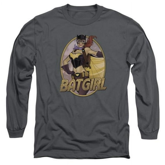 Trevco Sportswear JLA648-AL-3 JLA Batgirl Bombshell Adult Long Sleeve T-Shirt, Charcoal - Large