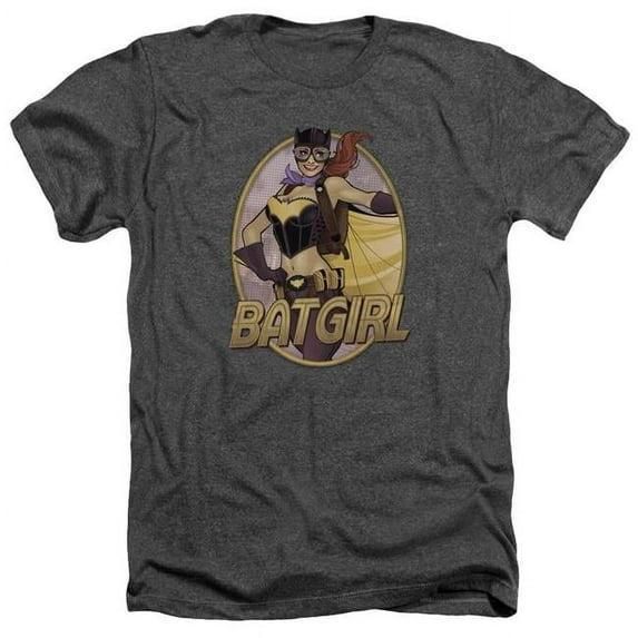 Trevco Sportswear JLA648-HA-5 JLA Batgirl Bombshell Adult Regular Fit Heather Short Sleeve T-Shirt, Charcoal - 2X