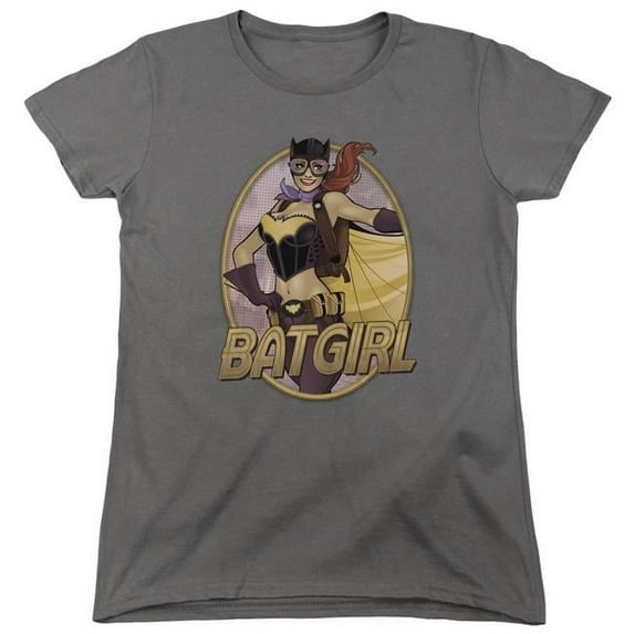 Trevco Sportswear JLA648-WT-4 JLA Batgirl Bombshell Womens Short Sleeve T-Shirt, Charcoal - Extra Large