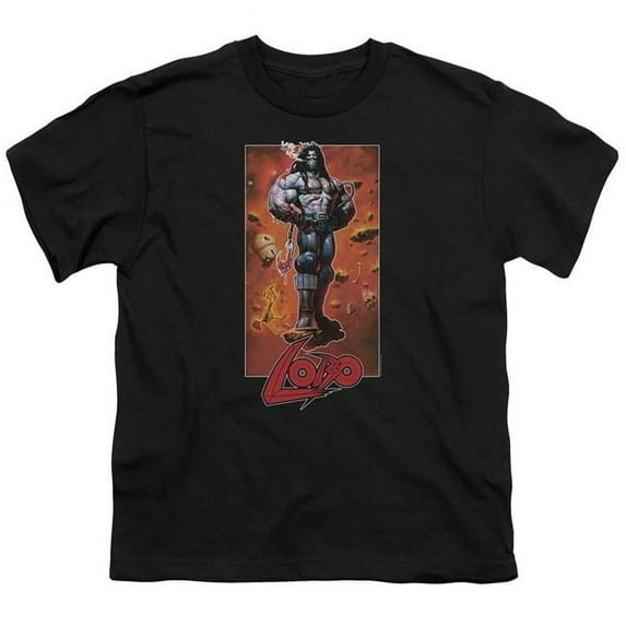 Trevco Sportswear JLA859-YT-2 JLA Lobo Pose Youth Short Sleeve T-Shirt, Black - Medium