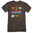 thumbnail image 1 of Trevco Sportswear JLA435-PSF-1 JLA Pixel Logos Premium Canvas Adult Slim Fit 30-1 Short Sleeve T-Shirt, Charcoal - Small, 1 of 1